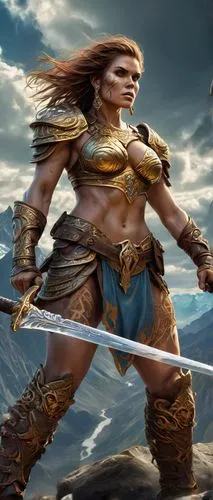 female warrior,gotrek,barbarian,warrior woman,kassandra,amihan,dagur,sandahl,einherjar,leona,warrior and orc,krietor,drona,gandhari,bhishma,sisoulith,varangians,helgen,sophitia,helaman,Illustration,Realistic Fantasy,Realistic Fantasy 39