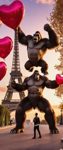 kong,king kong,paris,french digital background,bonjour bongu,gorilla,french tourists,madagascar,cgi,great apes,paris clip art,cirque du soleil,animal balloons,vive la france,war monkey,kung fu,ratatouille,french tian,trocadero,monkey family,Illustration,Vector,Vector 04