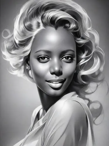 one line art, flowing lines, rolf armstrong,a drawing of a beautiful woman with curls,ororo,african american woman,digital painting,african woman,airbrush,rosemond,danai,black woman,graphite,world dig