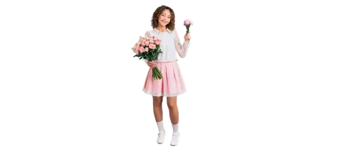 aerith,rose png,bellefleur,fashion vector,render,flowers png,chihiro,girl in a long,portrait background,transparent background,kofuku,transparent image,girl in flowers,girl on a white background,renders,holding flowers,derivable,aeris,3d render,pink carnation,Illustration,Japanese style,Japanese Style 09