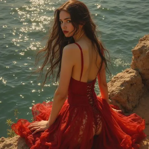 girl in red dress,red gown,girl in a long dress,girl in a long dress from the back,man in red dress,red dress