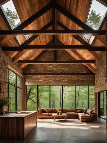 wooden beams,clerestory,wooden roof,forest house,timber house,glass roof,log home,folding roof,the cabin in the mountains,sunroom,bohlin,cochere,log cabin,wood structure,cantilevers,frame house,wood window,pool house,daylighting,roof landscape,Illustration,Paper based,Paper Based 03