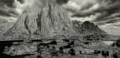 gunkanjima,post-apocalyptic landscape,karst landscape,virtual landscape,destroyed city,metropolis,meteora,photomontage,black city,terraforming,castle of the corvin,tower of babel,noboribetsu hell valley,ancient city,apocalyptic,hashima,doomsday,dante's inferno,mountain settlement,panoramical,Art sketch,Art sketch,Comic