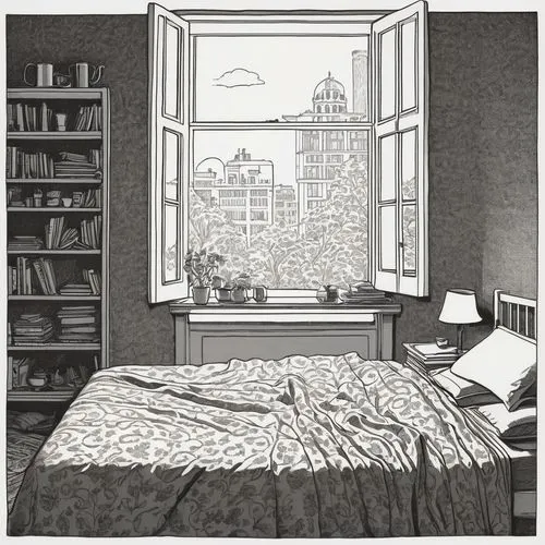 bedroom,vallotton,guestroom,schuitema,chambre,sleeping room,Illustration,Vector,Vector 15