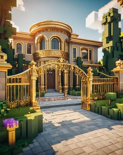 mansion,3d render,voxel,gold castle,luxury home,render,voxels,country estate,3d rendered,victorian house,mansions,shaders,victorian,dreamhouse,dandelion hall,shader,beautiful home,emporium,victoriana,luxury property,Unique,Pixel,Pixel 03