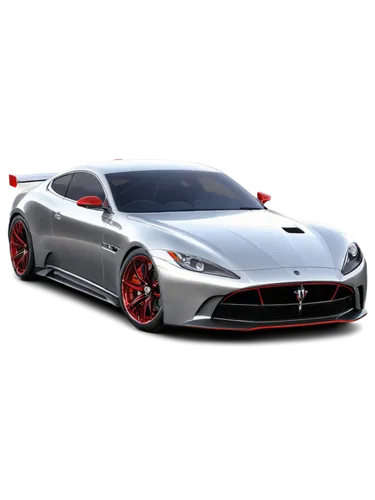 Silver sports car, shiny metallic paint, sleek design, aggressive lines, low profile, big wheels, red brake calipers, sporty spoiler, driver side close-up, 3/4 composition, dramatic lighting, reflecti