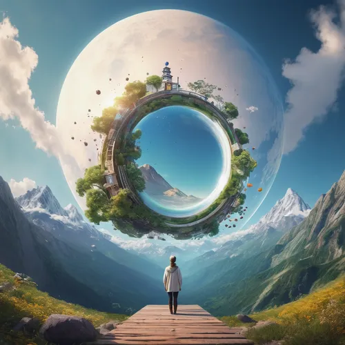 little planet,mother earth,fantasy picture,world digital painting,the earth,time spiral,earth,dream world,fantasy landscape,life is a circle,circular,circle,portals,the mystical path,photomanipulation,gaia,3d fantasy,small planet,fantasy world,stargate,Photography,Documentary Photography,Documentary Photography 16