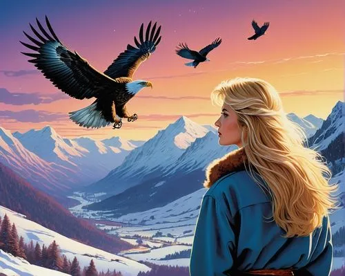 ladyhawke,dawnstar,eagle illustration,birds of prey-night,birds of prey,seregil,fantasy picture,hildebrandt,falconry,falconers,the spirit of the mountains,glorfindel,bird of prey,bluebird,gondolin,eagels,mongolian eagle,eilonwy,falconer,sci fiction illustration,Conceptual Art,Fantasy,Fantasy 04