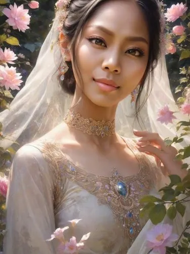 bridal,bridal dress,jasmine blossom,miss vietnam,ao dai,laotian