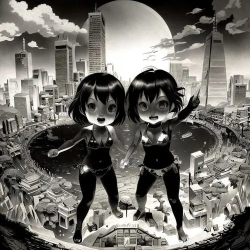 underworld,black city,angels of the apocalypse,two-point-ladybug,apocalyptic,yinyang,shirakami-sanchi,dark world,gunkanjima,yin yang,yin-yang,metropolis,destroyed city,cd cover,gothic portrait,angel a