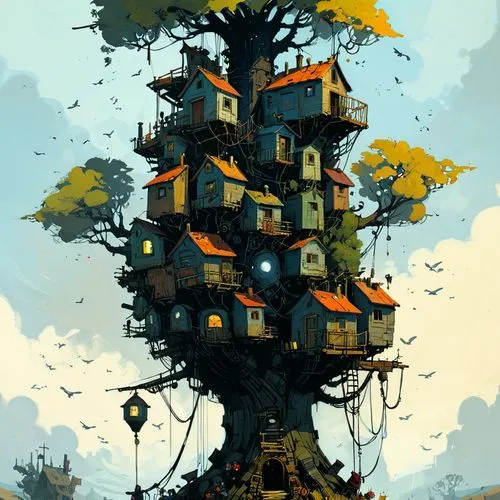 tree house,treehouse,treehouses,tree house hotel,bird tower,bird house,animal tower,birdhouse,birdhouses,hanging houses,bird kingdom,witch's house,bird home,fairy chimney,mushroom island,fairy house,house in the forest,floating island,forest house,stilt houses,Conceptual Art,Sci-Fi,Sci-Fi 01