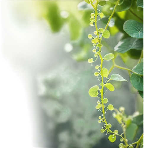 Vines, curly, green, delicate, leafy, climbing, twisted, tendrils, morning dew, soft sunlight, shallow depth of field, warm color tone, cinematic lighting, close-up shot, detailed texture.,mistletoe b