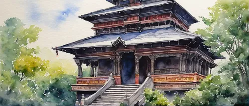 stone pagoda,pagoda,chinese temple,watercolor,watercolor tea shop,watercolor sketch,watercolor painting,watercolour,chinese architecture,asian architecture,watercolor paris,watercolor paint,summer palace,watercolor background,watercolor shops,buddhist temple,watercolors,kathmandu,house painting,watercolor paris balcony,Illustration,Japanese style,Japanese Style 18