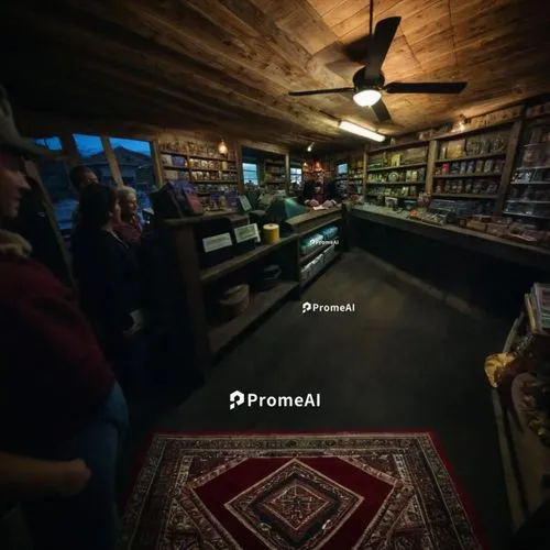 customers at a gift shop in a shack crowd with ceiling fan and illuminati rug on the floor ,a group of people stand in the middle of a room,pieczenik,khutbah,wutv,paranormal phenomena,carbossiterapia,