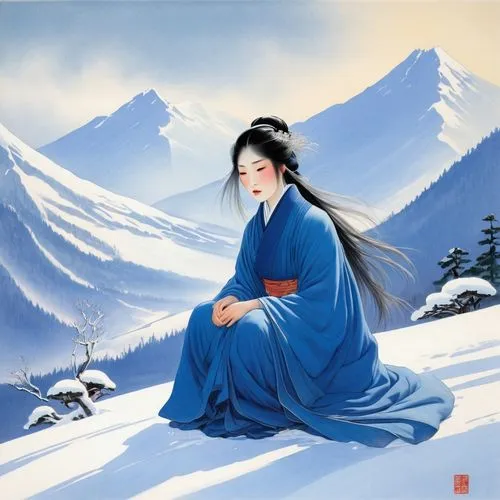 kunqu,wangmo,seimei,suit of the snow maiden,longmei,guqin,hanfu,uemura,yiping,jianyin,japanese art,maiko,chiyonofuji,japanese woman,maoyuan,kuanyin,daiyu,sakimoto,dongyin,rongfeng,Illustration,Japanese style,Japanese Style 21