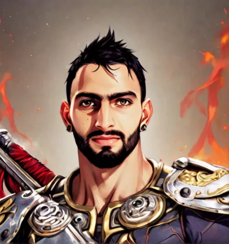 dane axe,poseidon god face,daemon,the warrior,fantasy warrior,warlord,thracian,male character,centurion,fantasy portrait,twitch icon,thorin,massively multiplayer online role-playing game,yuvarlak,fire