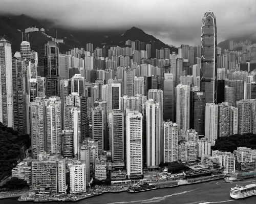 The Layered Black And White Photographs Of Hong Kong Yesterday Are,hong kong,hongkong,kowloon,kowloon city,city scape,harbour city,hk,tall buildings,blackandwhitephotography,urbanization,chongqing,yea