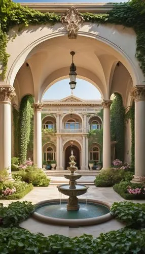 philbrook,rosecliff,orangerie,bellingrath gardens,pergola,kykuit,cochere,secret garden of venus,villa d'este,gardens,palladianism,courtyards,filoli,palace garden,courtyard,ritzau,orangery,garden of the fountain,hacienda,archways,Illustration,American Style,American Style 05