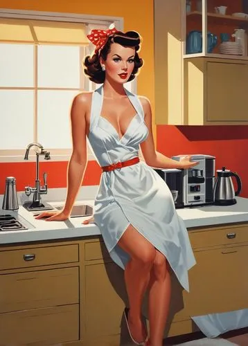 girl in the kitchen,domestica,housework,housewife,retro pin up girl,housemaid,Conceptual Art,Daily,Daily 20