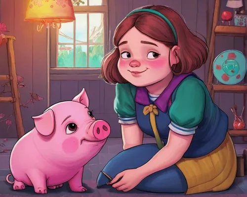 lucky pig,kawaii pig,mini pig,piglet barn,pig,piglet,piggy,piggybank,teacup pigs,suckling pig,piglets,pet,domestic pig,piggy bank,kids illustration,kirby,game illustration,guineapig,nora,cute cartoon character,Illustration,Realistic Fantasy,Realistic Fantasy 07