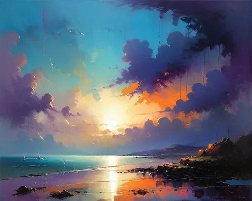 sea landscape,coastal landscape,beach landscape,evening atmosphere,seascape,fantasy landscape,landscape background,coast sunset,atmosphere sunrise sunrise,colorful light,purple landscape,eventide,landscape with sea,horizon,summer evening,dawn,ocean,sunset beach,beach scenery,dream beach,Conceptual Art,Sci-Fi,Sci-Fi 22