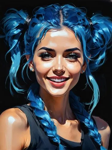 jinx,blue painting,ichetucknee,digital painting,alexa,vector art,karou,cortana,wpap,blue hair,world digital painting,digital art,nessa,jahan,vector girl,krita,ramirez,custom portrait,vector illustration,marzia,Conceptual Art,Oil color,Oil Color 08