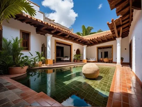 palmilla,mayakoba,spanish tile,holiday villa,tropical house,hacienda,Photography,General,Realistic