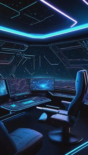 Galactic map generator, futuristic, starry night sky, nebulae, 3D holographic display, sleek metal frame, glowing blue lines, intricate circuit patterns, holographic interface, spaceship command cente