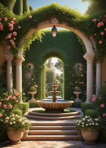 rose arch,wishing well,cartoon video game background,garden of eden,secret garden of venus,gardenias,beautiful wallpaper,fantasy picture,arbor,oasis,fantasy landscape,garden door,3d background,gardens,fairy world,fountain,rose garden,landscape background,landscape rose,pergola,Illustration,Realistic Fantasy,Realistic Fantasy 36