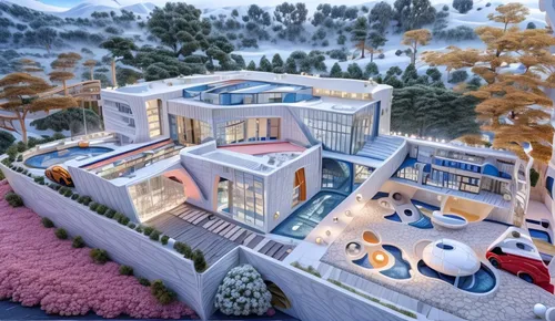 modern house,smart house,snowhotel,cube house,3d rendering,ski resort,build by mirza golam pir,residential house,private house,residential,luxury home,luxury property,winter house,large home,snow roof,holiday complex,mid century house,smart home,eco-construction,holiday villa