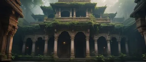 theed,ancient city,hall of the fallen,ghost castle,labyrinthian,asian architecture,ancient house,haunted cathedral,sanctum,pillars,undercity,castle of the corvin,crypts,ruin,ancient buildings,ruins,stone palace,imperialis,mausoleum ruins,palace,Conceptual Art,Fantasy,Fantasy 11