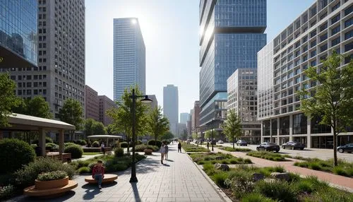 transbay,marunouchi,songdo,pedestrianized,costanera center,metrotech,citycenter,biopolis,streeterville,business district,financial district,citydev,difc,hafencity,walkability,sathon,urban park,potsdamer platz,paved square,yeouido