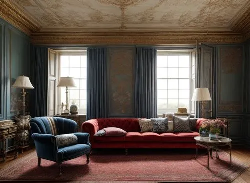 sitting room,danish room,blue room,ornate room,interiors,royal interior,chaise lounge,interior decor,napoleon iii style,livingroom,chaise longue,great room,highclere castle,settee,danish furniture,win