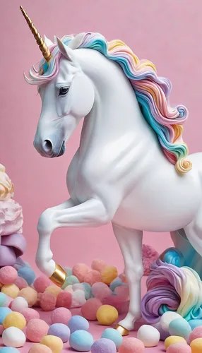 ,cottoncandy,
In a whimsical candy kingdom,there stands a unicorn crafted from marshmallows,exuding childlike wonder and an air of mystery. Its body is as white and fluffy as a cloud,embodying the spi