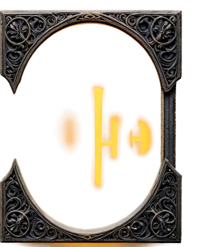 Halloween-themed letter H, ornate font, golden glow, spooky atmosphere, misty background, eerie lighting, detailed textures, intricate carvings, mysterious aura, solitary standing, dimly lit, cinemati