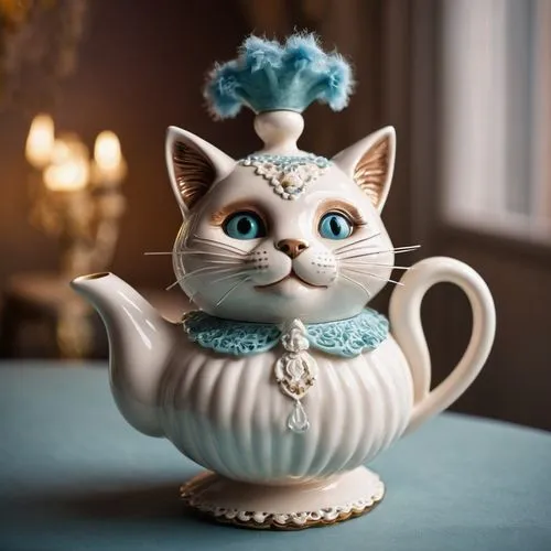 tea party cat,cat drinking tea,porcelaine,vintage teapot,asian teapot,porcelain tea cup,Photography,General,Cinematic