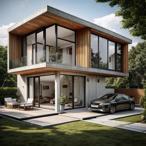 modern house,3d rendering,revit,passivhaus,smart house,smart home,folding roof,prefab,homebuilding,sketchup,modern architecture,mid century house,carports,render,electrohome,duplexes,frame house,rende