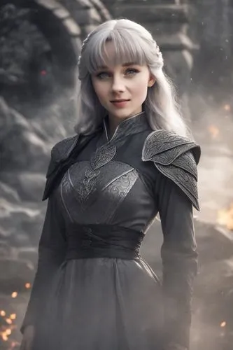 silver,violet head elf,celtic queen,dark elf,silvery,poppy seed,pewter,gray color,grey,elven,grey background,gunmetal,gray,meteora,bran,joan of arc,glacier gray,fantasy woman,silver fox,winterblueher,Photography,Cinematic