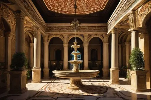 alcazar of seville,floor fountain,maximilian fountain,decorative fountains,alhambra,fountain,old fountain,spa water fountain,water fountain,stone fountain,moor fountain,alcazar,inside courtyard,water palace,garden of the fountain,orangerie,august fountain,fontaine,fountains,villa balbianello,Illustration,Black and White,Black and White 02