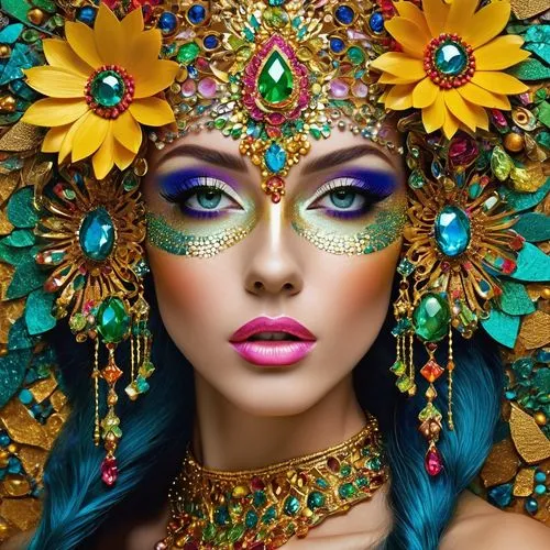 fairy peacock,cleopatra,peacock,headdress,boho art,boho,oriental princess,vibrant color,peacock eye,masquerade,indian headdress,bohemian,harmony of color,adornments,headpiece,venetian mask,asian costume,beauty face skin,splendid colors,oriental girl,Photography,General,Fantasy