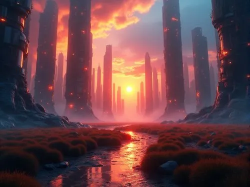 fantasy landscape,futuristic landscape,alien world,barren,alien planet,gallifrey