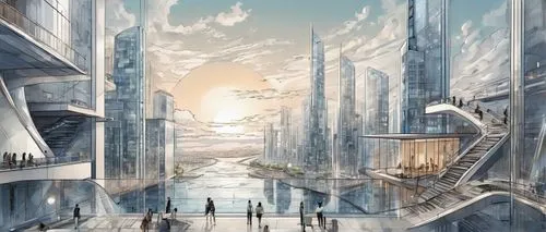 gondolin,arcology,futuristic landscape,schuitema,schuiten,unbuilt,coruscant,sky space concept,skyways,fantasy city,skyreach,futuristic architecture,tirith,sedensky,citadels,skybridge,skycraper,sky apartment,cybercity,cardassia,Illustration,Black and White,Black and White 05