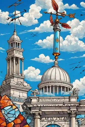 bird kingdom,tenochtitlan,bird bird kingdom,cartoon video game background,colorful birds,oktoberfest background,flying birds,background image,cupolas,oras,sheldonian,bird tower,jodorowsky,soulsilver,art background,bird in the sky,sky city,fantasy city,voladores,flock of birds,Conceptual Art,Graffiti Art,Graffiti Art 07