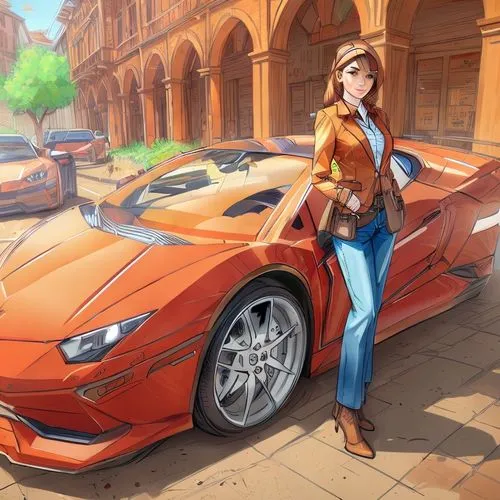 COWGIRL,ford gt 2020,muscle car cartoon,girl and car,lamborghini,lamborgini,lamborghini aventador,lamborghini huracán,mazda rx-7,lamborghini huracan,dodge la femme,lamborghini estoque,game illustratio