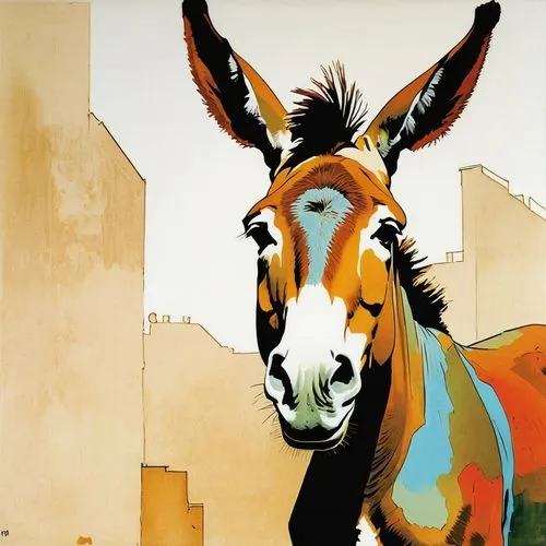 painted horse,portrait animal horse,platero,colorful horse,eland,zonkey,wildearth,wallaroo,dobie,pronghorn,equine,equines,cowart,okapis,hartebeest,equus,chinkara,ungulate,burros,gazelle,Illustration,Paper based,Paper Based 12