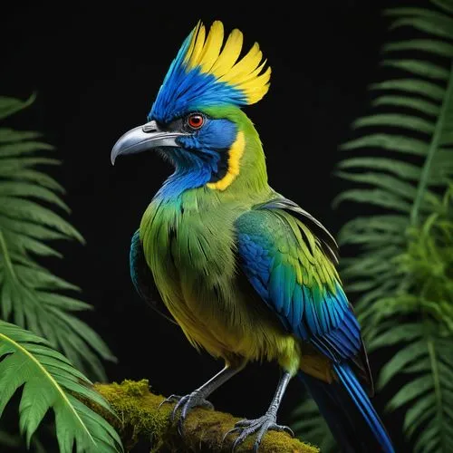 Photorealistic lifelike 4K image In the jungle of a non-terrestrial planet of a very original and unique non-terrestrial avian creature that definitely does not look like any terrestrial bird with iri