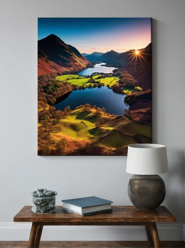 Breaking Dawn Buttermere - Lake District Canvas on Wall,flat panel display,slide canvas,led-backlit lcd display,projection screen,landscape background,lake district,panoramic landscape,home landscape,