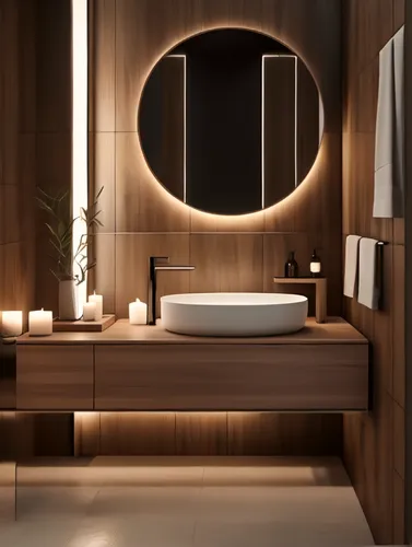 modern minimalist bathroom,luxury bathroom,interior modern design,modern decor,bathtub,bathroom,search interior solutions,wooden sauna,interior design,3d rendering,washbasin,wood mirror,contemporary d