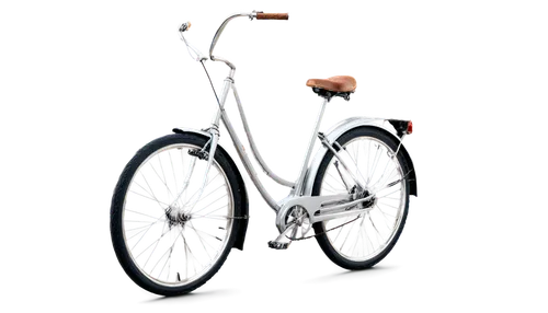 Silver bicycle, side view, dynamic pose, wheels rotating, pedals in motion, chain details, thin tires, metal frame, curved handlebars, leather saddle, retro-style headlights, morning sunlight, soft fo