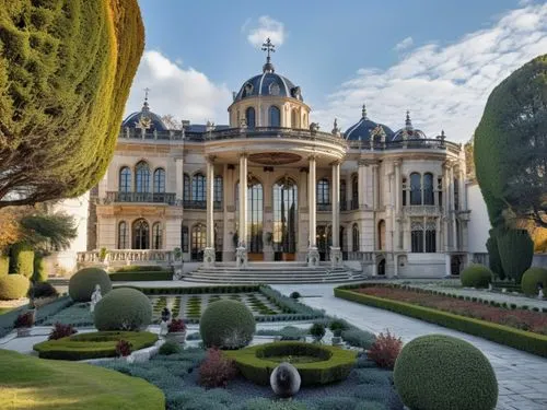 32K HD,a huge house that is next to many trees,villa cortine palace,chateau,palladianism,dolmabahce,mansion,chateau margaux,Photography,General,Realistic